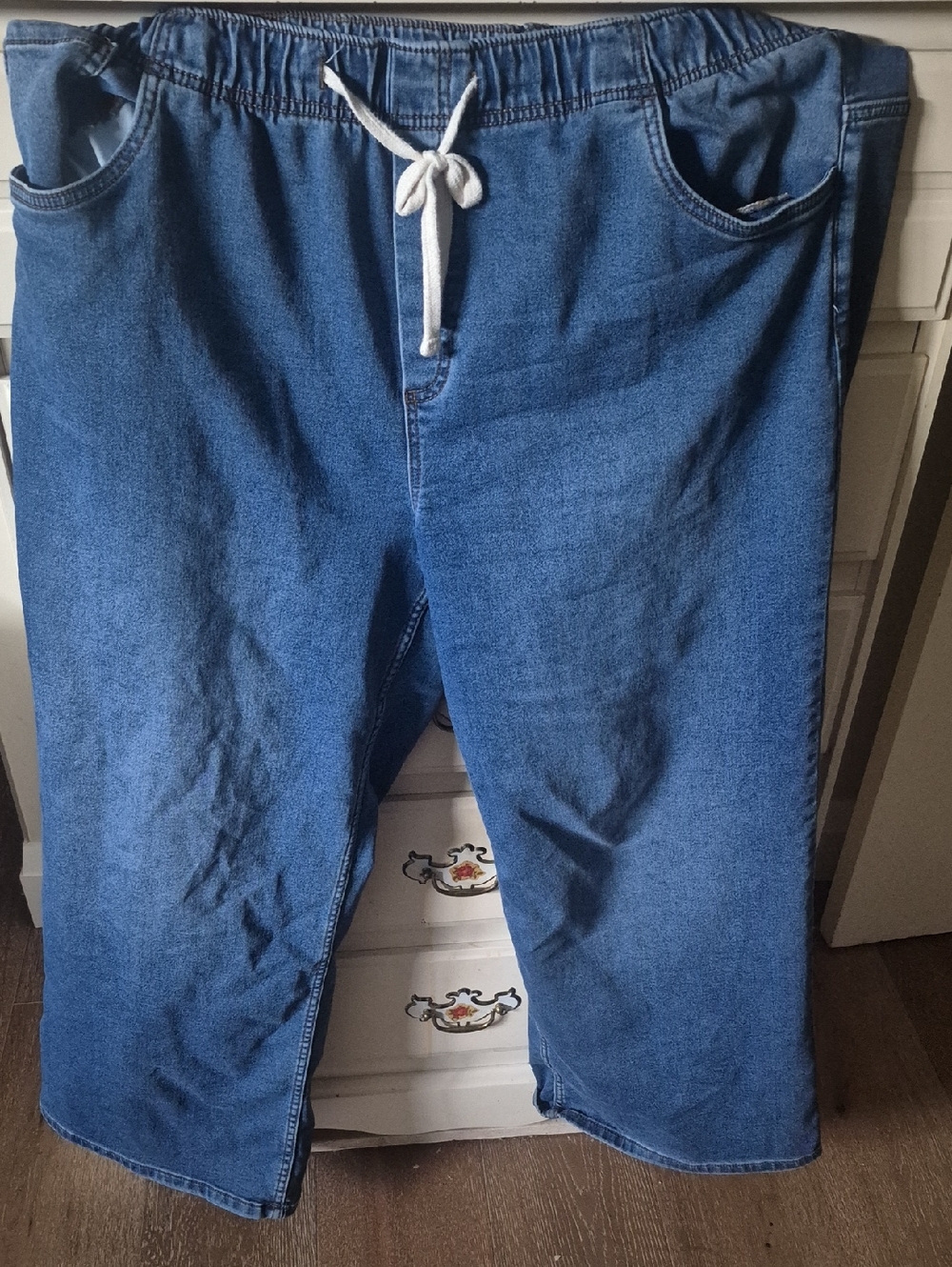 George Wide-Leg Jeans in Dark Blue with Drawstring